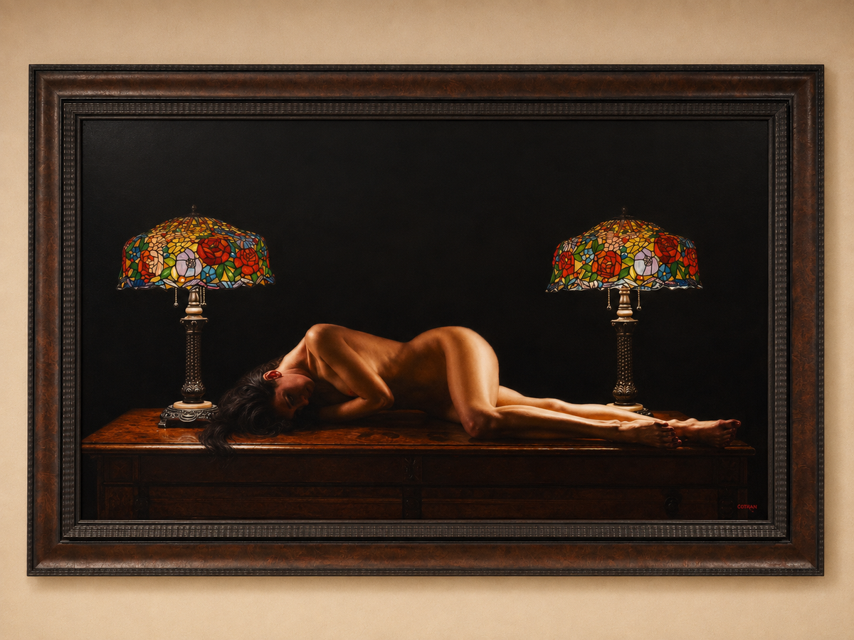 Untitled (Reclining Nude with Tiffany Lamps)